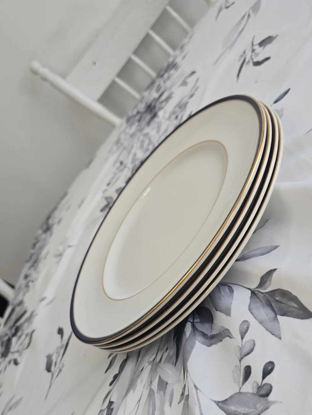 Vintage Royal Doulton Set Of 4 Oxford Blue New Romance Dinner Plates TC 1210